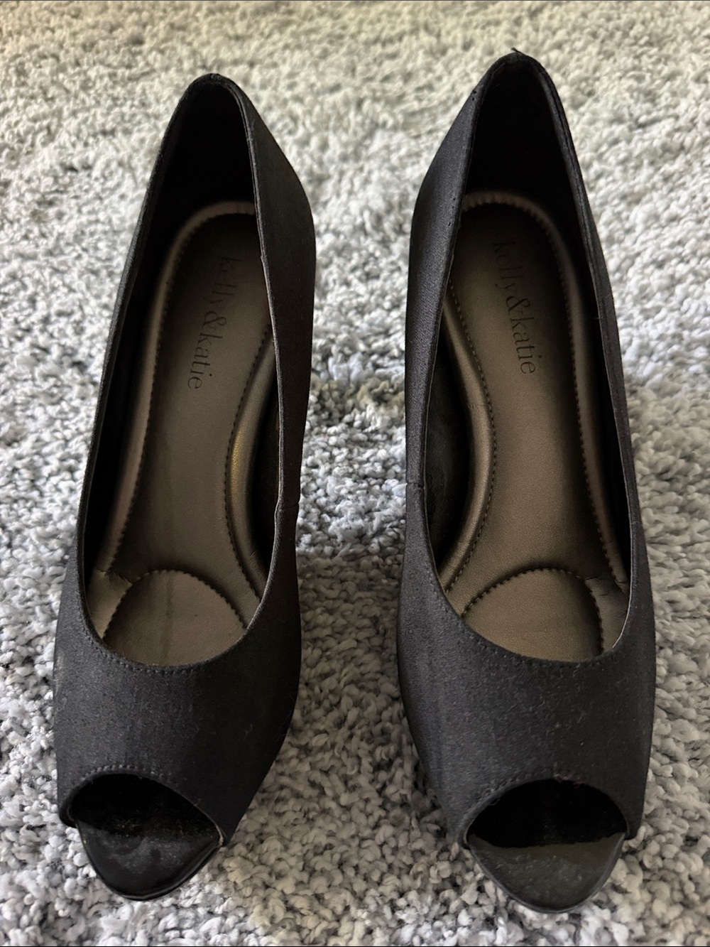 Kelly & Katie Black Peep-Toe Heels